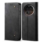 For OPPO Find X6 Pro Denim Texture Casual Style Horizontal Flip Leather Case(Black)