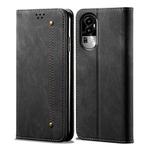 For OPPO Reno10 Global / Reno10 Pro Global Denim Texture Casual Style Horizontal Flip Leather Case(Black)