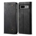For Google Pixel 7a Denim Texture Casual Style Horizontal Flip Leather Case(Black)