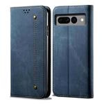 For Google Pixel 8 Denim Texture Casual Style Horizontal Flip Leather Case(Blue)