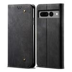 For Google Pixel 8 Denim Texture Casual Style Horizontal Flip Leather Case(Black)