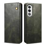 For OPPO K12x 5G Global Oil Wax Crazy Horse Texture Leather Phone Case(Dark Green)