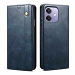 For OPPO A3X 5G India Oil Wax Crazy Horse Texture Leather Phone Case(Navy Blue)