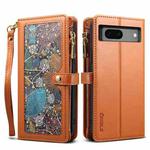 For Google Pixel 7a ESEBLE Star Series Lanyard Zipper Wallet RFID Leather Case(Brown)