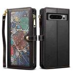 For Google Pixel 8 Pro ESEBLE Star Series Lanyard Zipper Wallet RFID Leather Case(Black)