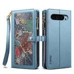 For Google Pixel 9 / 9 Pro ESEBLE Star Series Lanyard Zipper Wallet RFID Leather Case(Blue)