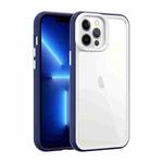 For iPhone 14 Color Frame 2 in 1 Hollow Cooling Phone Case(Blue)