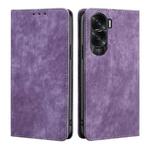 For Honor X50i 5G / 9 Lite RFID Anti-theft Brush Magnetic Leather Phone Case(Purple)