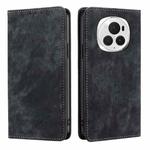 For Honor Magic6 Pro RFID Anti-theft Brush Magnetic Leather Phone Case(Black)