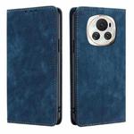 For Honor Magic6 RFID Anti-theft Brush Magnetic Leather Phone Case(Blue)