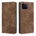 For Honor Play 60 Plus RFID Anti-theft Brush Magnetic Leather Phone Case(Brown)