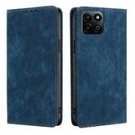 For Honor Play 60 Plus RFID Anti-theft Brush Magnetic Leather Phone Case(Blue)