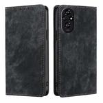 For Honor 200 5G RFID Anti-theft Brush Magnetic Leather Phone Case(Black)