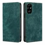 For Honor 200 Pro 5G RFID Anti-theft Brush Magnetic Leather Phone Case(Green)