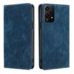 For Honor 200 Lite 5G Global RFID Anti-theft Brush Magnetic Leather Phone Case(Blue)