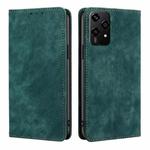 For Honor 200 Lite 5G Global RFID Anti-theft Brush Magnetic Leather Phone Case(Green)