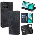 For Honor X8c 4G RFID Anti-theft Brush Magnetic Leather Phone Case(Black)