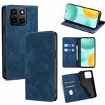 For Honor X6c 4G RFID Anti-theft Brush Magnetic Leather Phone Case(Blue)