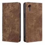 For Samsung Galaxy Xcover 7 5G RFID Anti-theft Brush Magnetic Leather Phone Case(Brown)