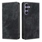 For Samsung Galaxy S24+ 5G RFID Anti-theft Brush Magnetic Leather Phone Case(Black)