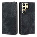 For Samsung Galaxy S24 Ultra 5G RFID Anti-theft Brush Magnetic Leather Phone Case(Black)