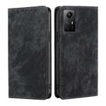 For Xiaomi Redmi Note 12S 4G RFID Anti-theft Brush Magnetic Leather Phone Case(Black)