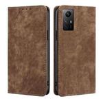 For Xiaomi Redmi Note 12S 4G RFID Anti-theft Brush Magnetic Leather Phone Case(Brown)