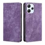 For Xiaomi Redmi 12 4G RFID Anti-theft Brush Magnetic Leather Phone Case(Purple)