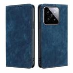 For Xiaomi 14 RFID Anti-theft Brush Magnetic Leather Phone Case(Blue)