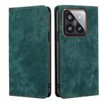 For Xiaomi 14 Pro RFID Anti-theft Brush Magnetic Leather Phone Case(Green)