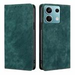 For Xiaomi Redmi Note 13 4G RFID Anti-theft Brush Magnetic Leather Phone Case(Green)