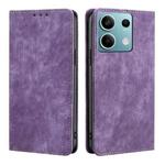 For Xiaomi Redmi Note 13 4G RFID Anti-theft Brush Magnetic Leather Phone Case(Purple)