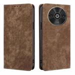 For Xiaomi Redmi A3 4G RFID Anti-theft Brush Magnetic Leather Phone Case(Brown)