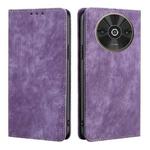 For Xiaomi Redmi A3 4G RFID Anti-theft Brush Magnetic Leather Phone Case(Purple)