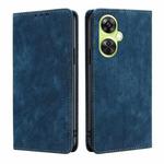For OnePlus Nord CE 3 Lite 5G RFID Anti-theft Brush Magnetic Leather Phone Case(Blue)