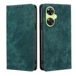 For OnePlus Nord CE 3 Lite 5G RFID Anti-theft Brush Magnetic Leather Phone Case(Green)