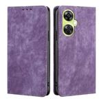 For OnePlus Nord CE 3 Lite 5G RFID Anti-theft Brush Magnetic Leather Phone Case(Purple)