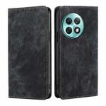 For OnePlus Ace 2 Pro RFID Anti-theft Brush Magnetic Leather Phone Case(Black)