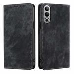 For OnePlus Nord CE4 RFID Anti-theft Brush Magnetic Leather Phone Case(Black)