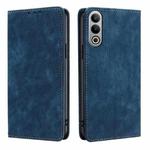 For OnePlus Nord CE4 RFID Anti-theft Brush Magnetic Leather Phone Case(Blue)