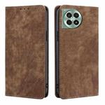 For OnePlus Ace 3 Pro 5G RFID Anti-theft Brush Magnetic Leather Phone Case(Brown)