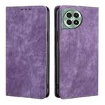 For OnePlus Ace 3 Pro 5G RFID Anti-theft Brush Magnetic Leather Phone Case(Purple)