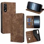 For OnePlus Ace 5 Ultra / Nord 5 RFID Anti-theft Brush Magnetic Leather Phone Case(Brown)