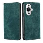 For Huawei nova 11 4G RFID Anti-theft Brush Magnetic Leather Phone Case(Green)