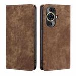 For Huawei nova 11 Pro 4G / 11 Ultra 4G RFID Anti-theft Brush Magnetic Leather Phone Case(Brown)