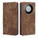 For Huawei Mate 60 RFID Anti-theft Brush Magnetic Leather Phone Case(Brown)