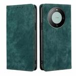 For Huawei Mate 60 RFID Anti-theft Brush Magnetic Leather Phone Case(Green)