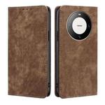 For Huawei Mate 60 Pro / Pro+ RFID Anti-theft Brush Magnetic Leather Phone Case(Brown)