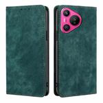 For Huawei Pura 70 RFID Anti-theft Brush Magnetic Leather Phone Case(Green)
