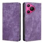 For Huawei Pura 70 RFID Anti-theft Brush Magnetic Leather Phone Case(Purple)